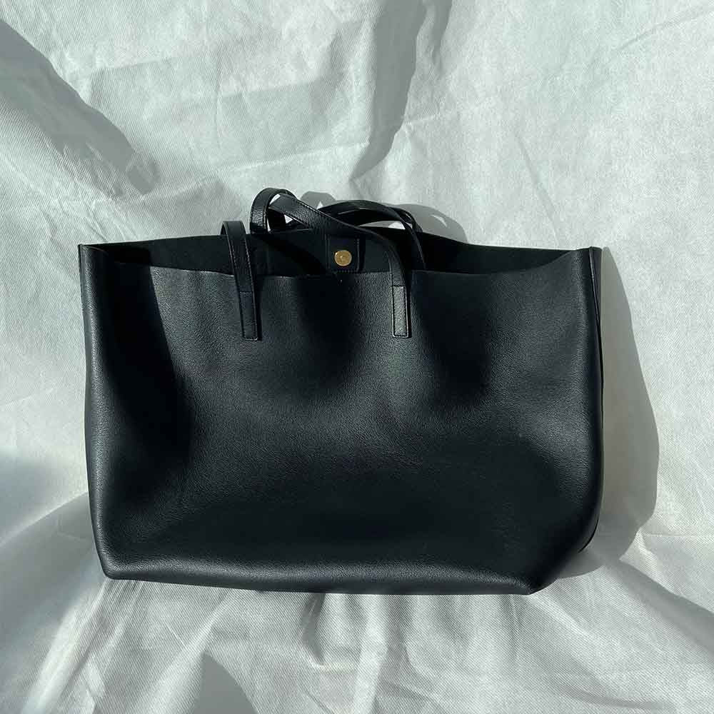 Saint Laurent Black Leather Shopper Tote