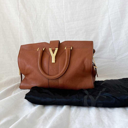 Saint Laurent Brown Leather Small Cabas Chyc Tote