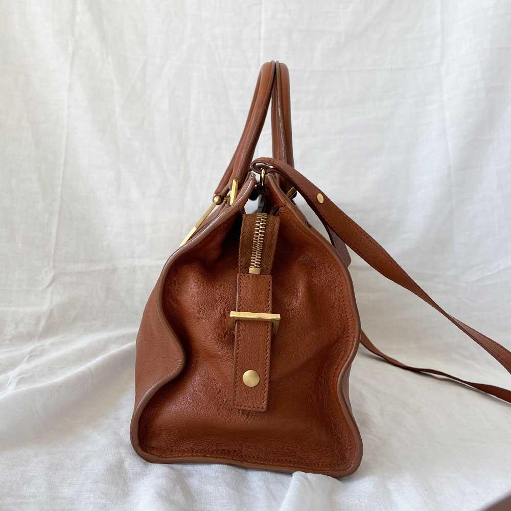 Saint Laurent Brown Leather Small Cabas Chyc Tote