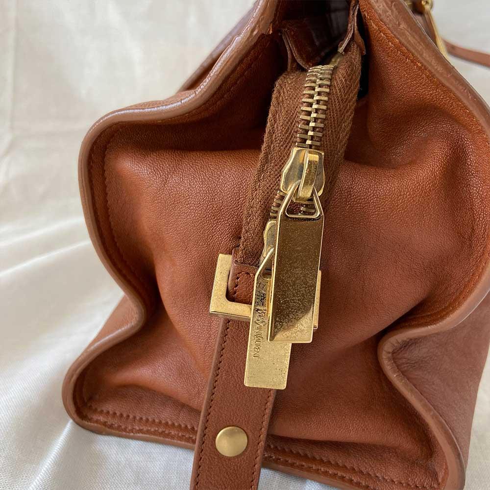 Saint Laurent Brown Leather Small Cabas Chyc Tote