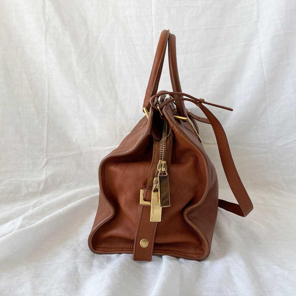 Saint Laurent Brown Leather Small Cabas Chyc Tote