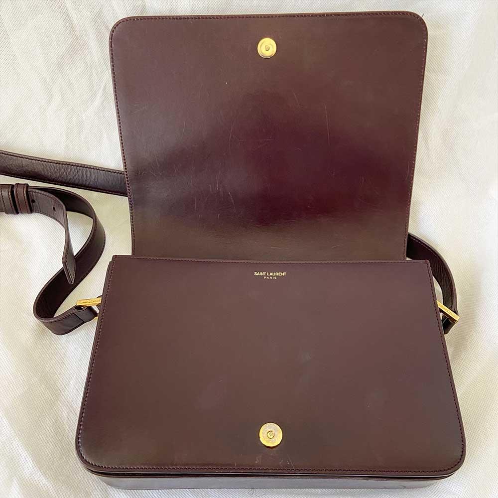 Saint Laurent Burgundy Leather Medium Monogram Université Flap Bag