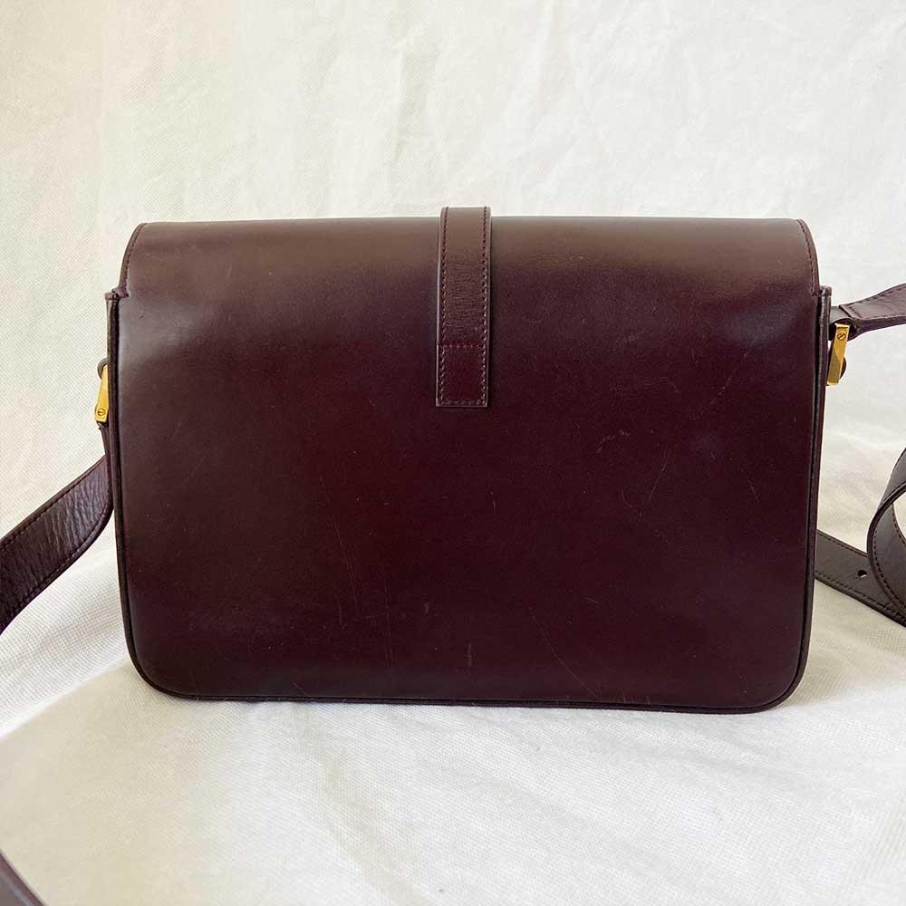 Saint Laurent Burgundy Leather Medium Monogram Université Flap Bag