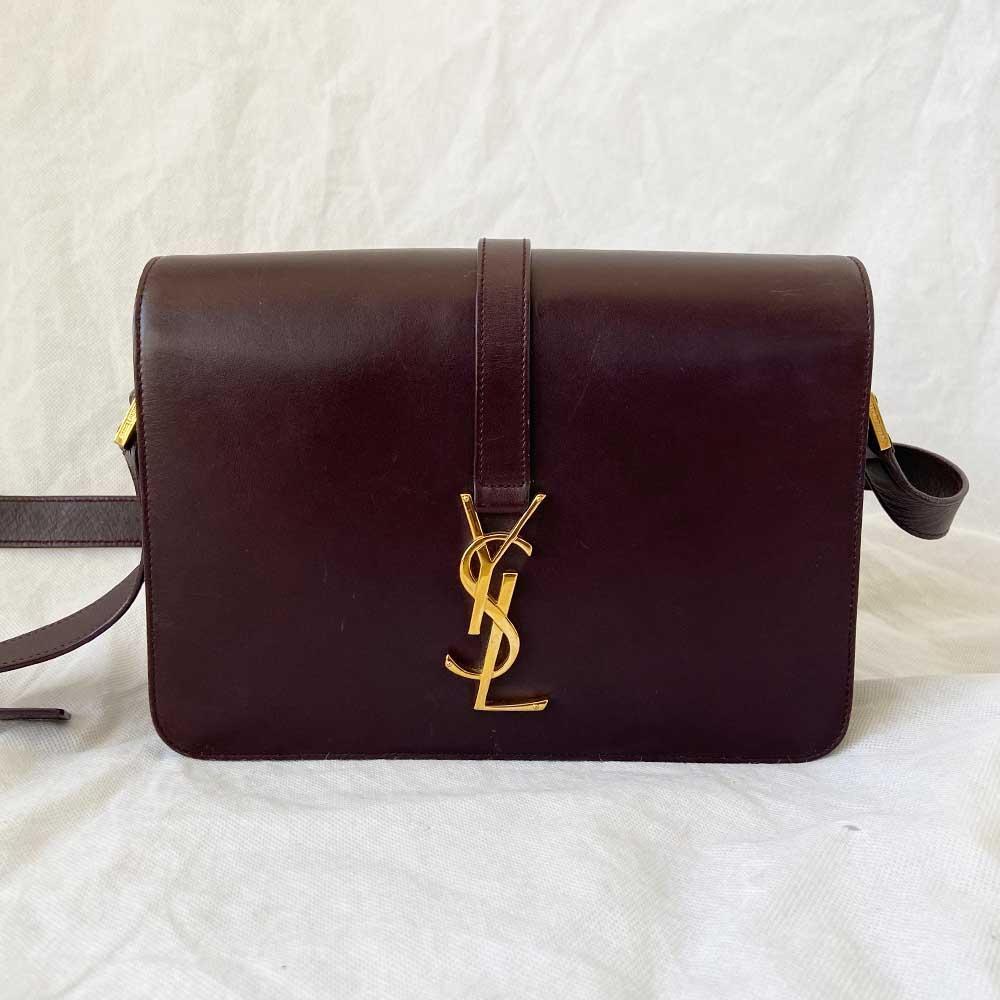 Saint Laurent Burgundy Leather Medium Monogram Université Flap Bag