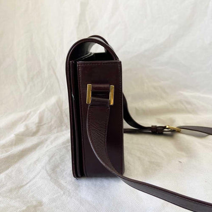 Saint Laurent Burgundy Leather Medium Monogram Université Flap Bag