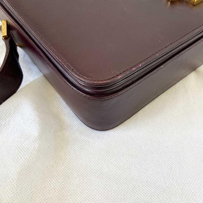 Saint Laurent Burgundy Leather Medium Monogram Université Flap Bag