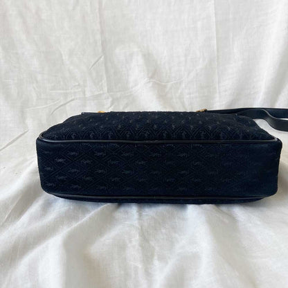 Saint Laurent Monogram Debossed Suede Camera Crossbody Bag