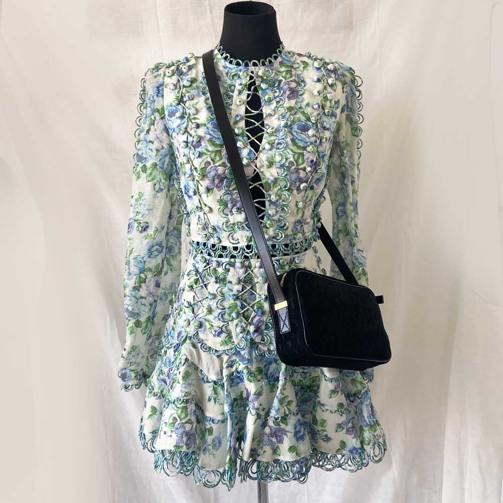 Saint Laurent Monogram Debossed Suede Camera Crossbody Bag