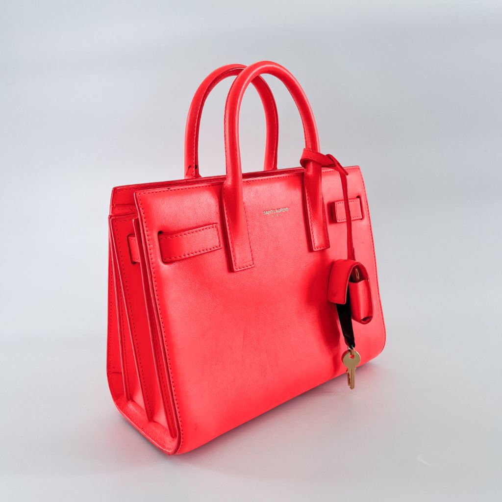 Saint Laurent neon orange nano sac de jour tote bag