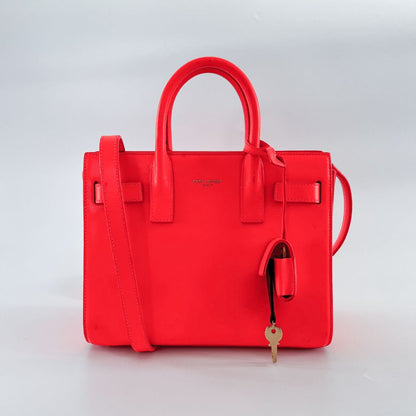 Saint Laurent neon orange nano sac de jour tote bag