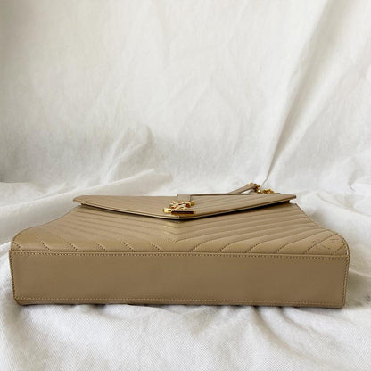Saint Laurent Nude Matelasse Large Cassandre Flap Bag