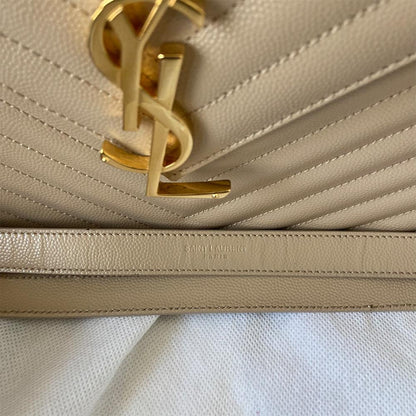 Saint Laurent Nude Matelasse Large Cassandre Flap Bag