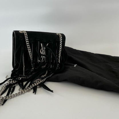 Saint Laurent Paris Black Suede Small Kate Tassel chain fringe Crossbody Bag