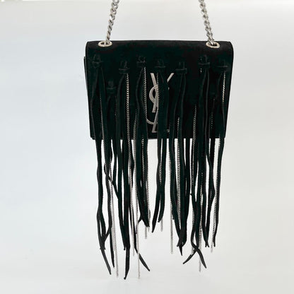 Saint Laurent Paris Black Suede Small Kate Tassel chain fringe Crossbody Bag