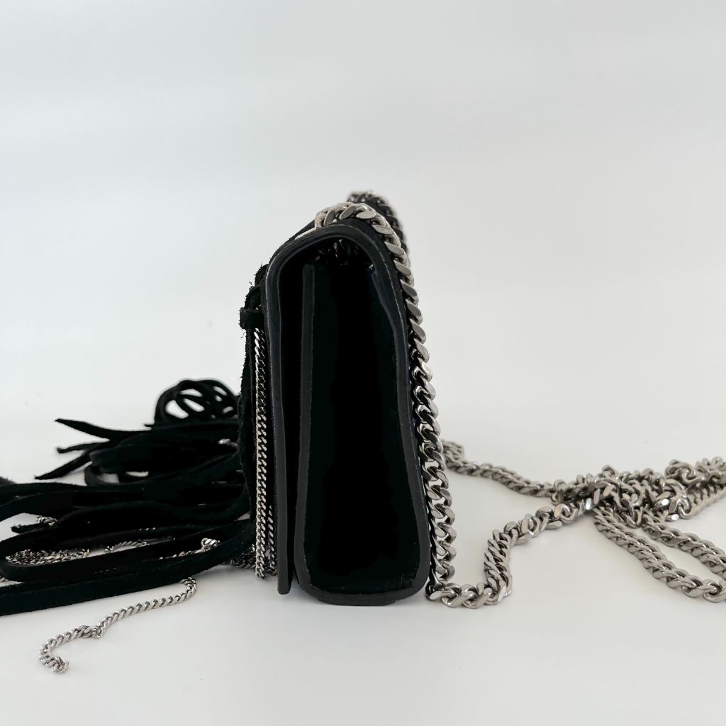 Saint Laurent Paris Black Suede Small Kate Tassel chain fringe Crossbody Bag