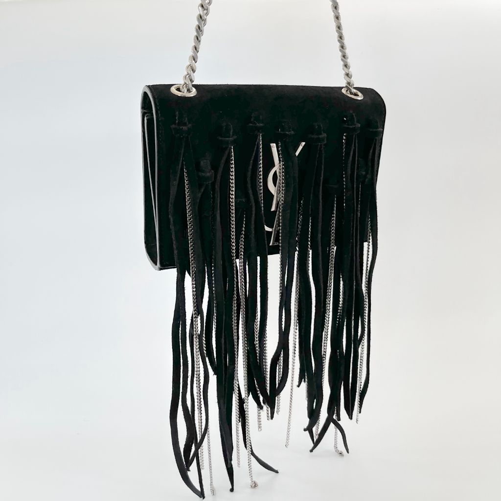 Saint Laurent Paris Black Suede Small Kate Tassel chain fringe Crossbody Bag
