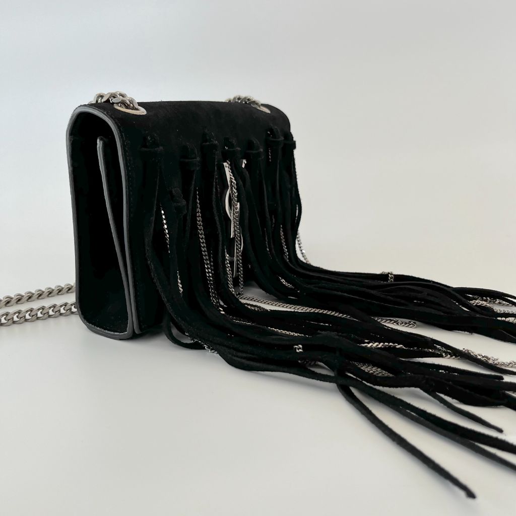 Saint Laurent Paris Black Suede Small Kate Tassel chain fringe Crossbody Bag