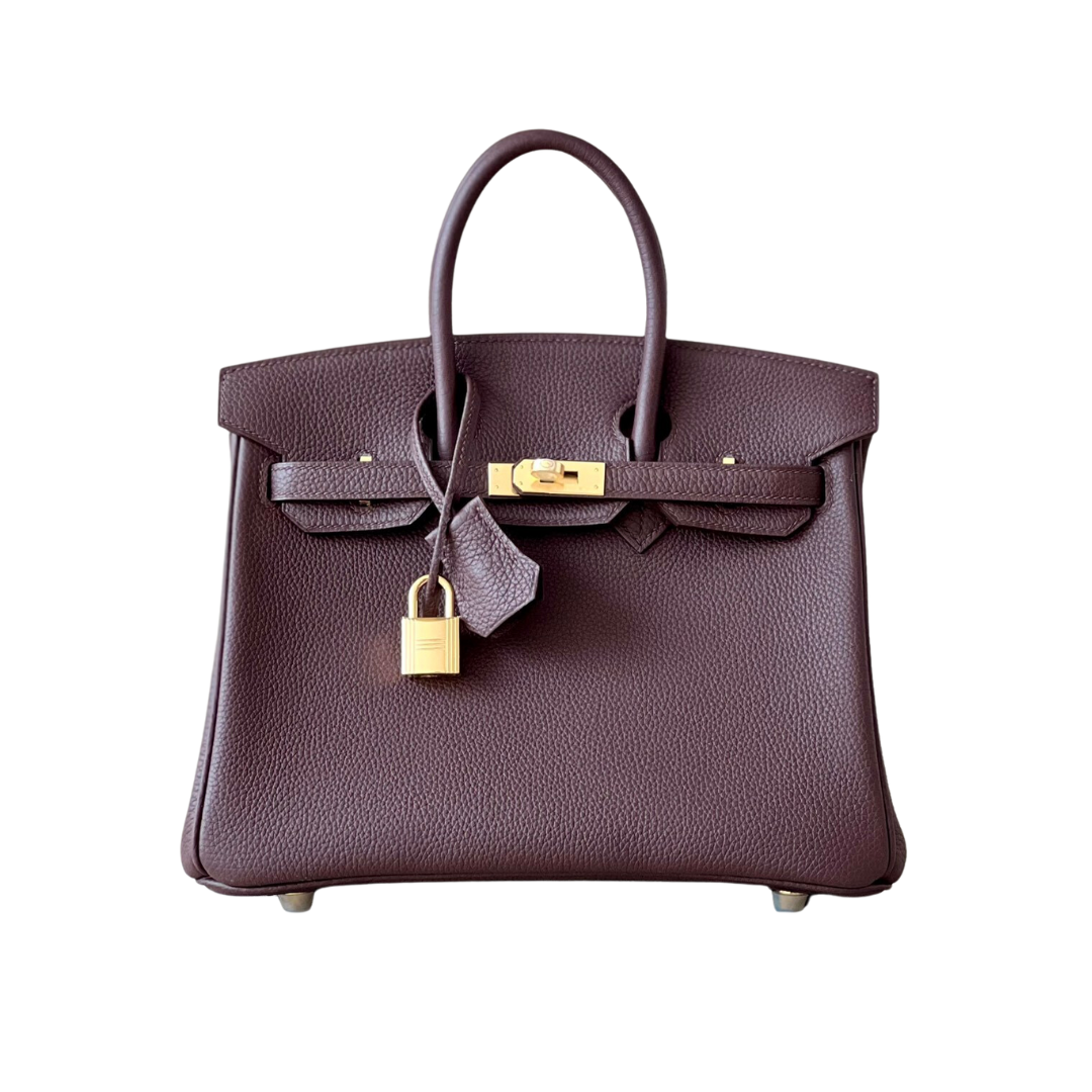 H BIRKIN 25 TOGO CHOCOLATE GOLD HARDWARE 25CM