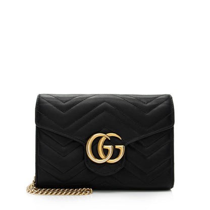 Gucci Matelasse Leather GG Marmont Mini Wallet on Chain Bag (SHF-2W0NuI)