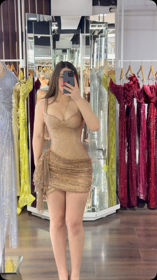 Sparkly Homecoming Dresses Tight Ruffle Cocktail Dress Short
