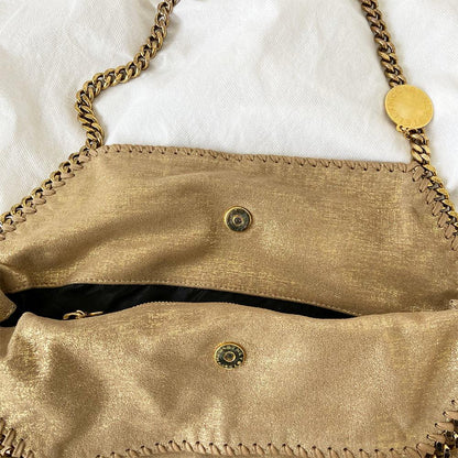 Stella McCartney Gold Shaggy Deer Faux-Leather Falabella Big Tote Bag