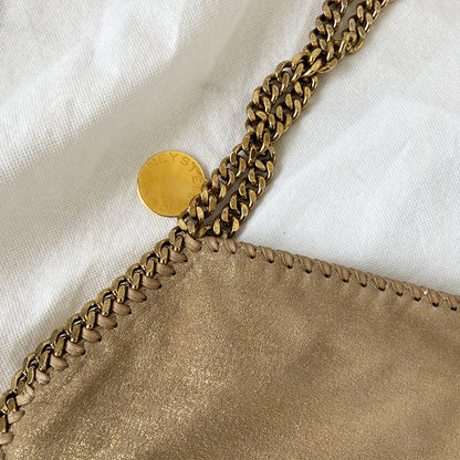 Stella McCartney Gold Shaggy Deer Faux-Leather Falabella Big Tote Bag