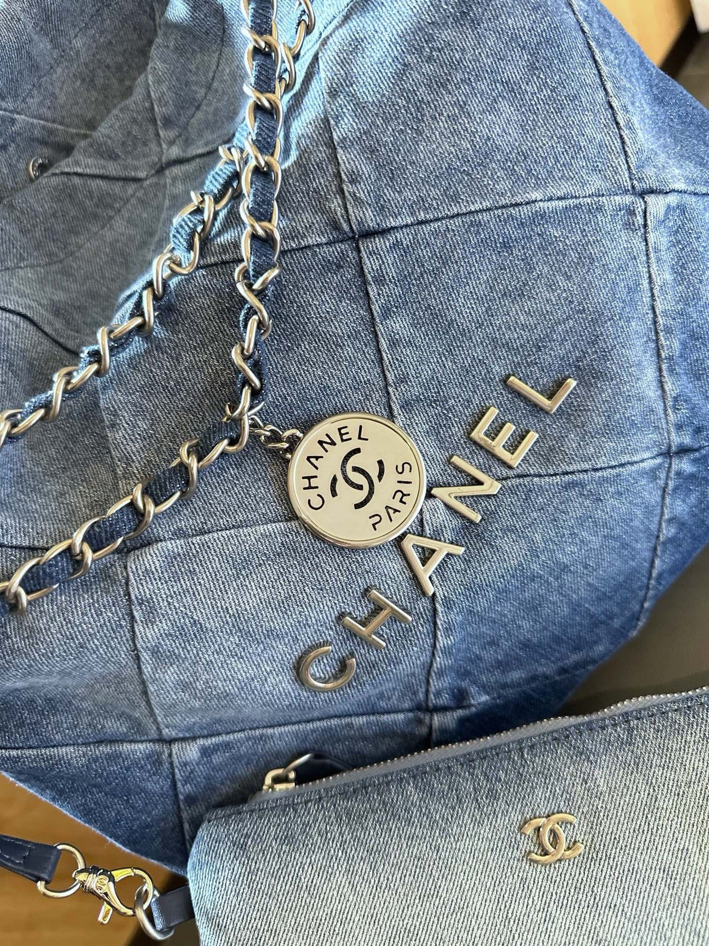 CHANEL 22 In Denim Small Handbag
