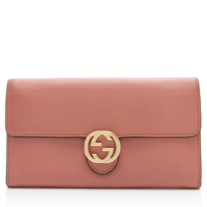 Gucci Leather Interlocking G Icon Continental Wallet (SHF-23213)