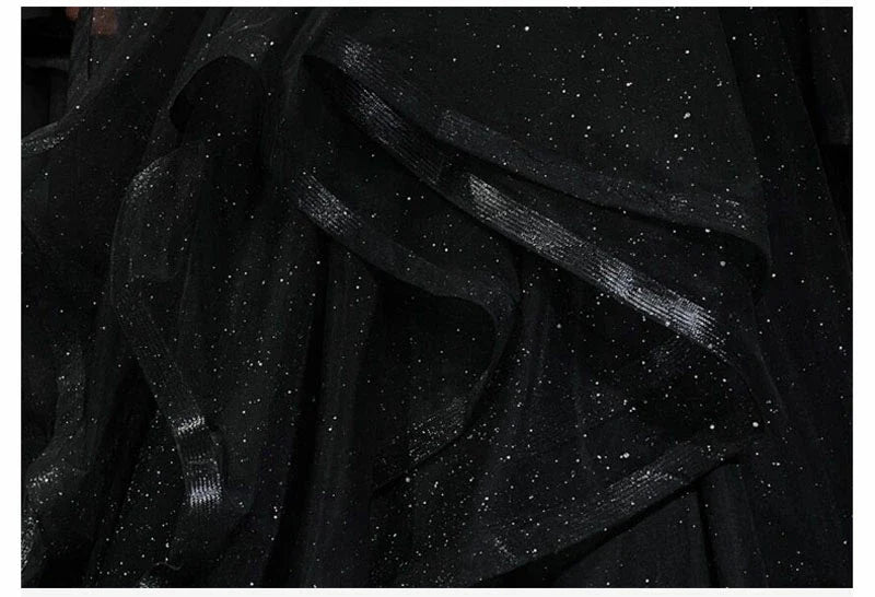 Black Shiny Sweetheart Tulle Layers Ball Gown Formal Dresses, Black Evening Dress Prom Dress  gh2302