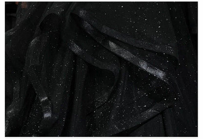 Black Shiny Sweetheart Tulle Layers Ball Gown Formal Dresses, Black Evening Dress Prom Dress  gh2302