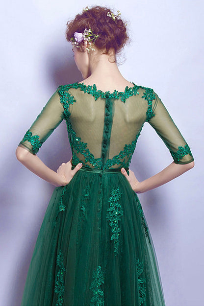 Green Tulle and Lace Short Homecoming Dress, Cute A-Line Evening Party Dress