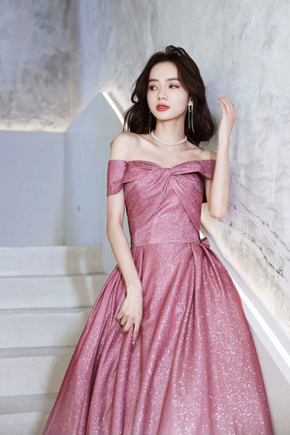 Beautiful Gradient Floor Length A-Line Prom Dress, Off the Shoulder Evening Party Dress