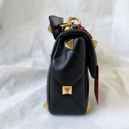 Valentino black leather Roman Stud shoulder bag