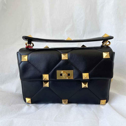 Valentino black leather Roman Stud shoulder bag