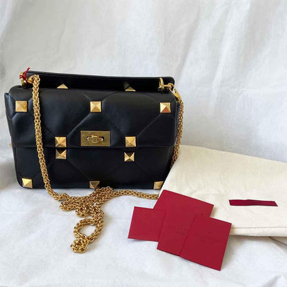 Valentino black leather Roman Stud shoulder bag