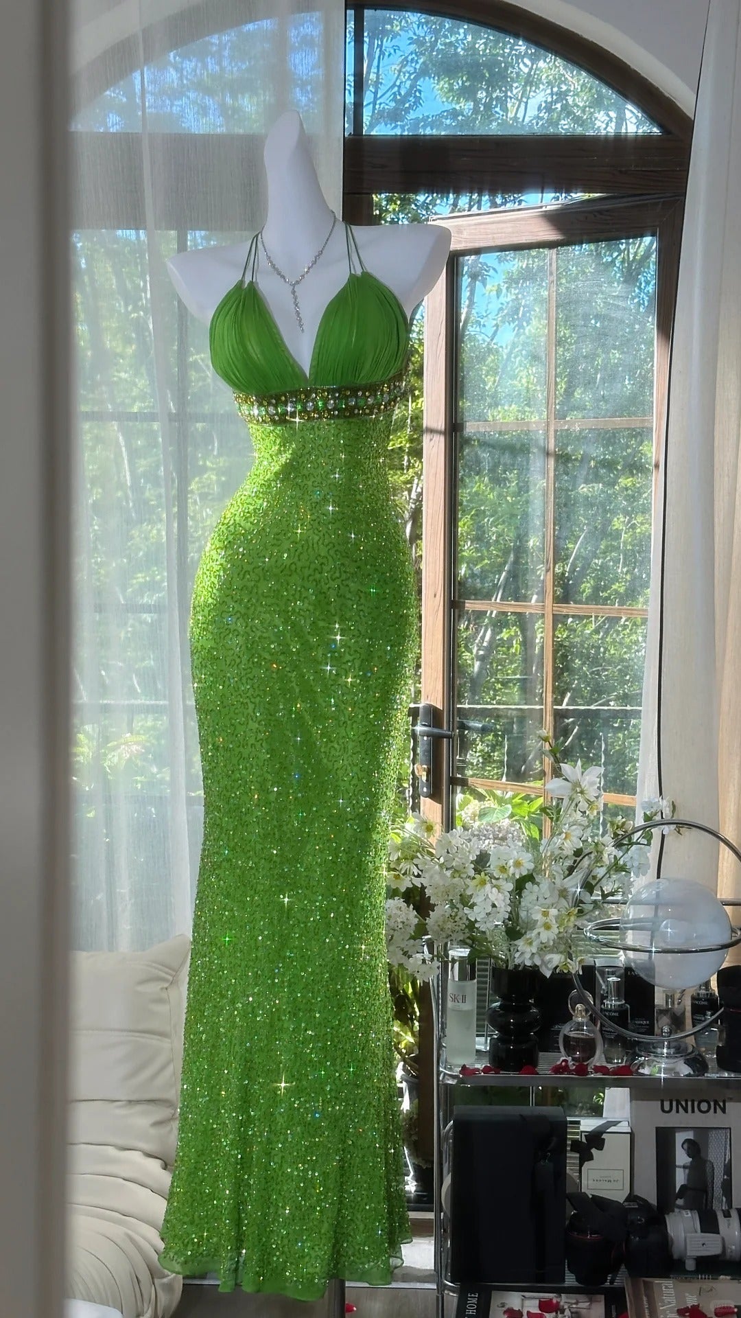 Green shiny exquisite gorgeous long chiffon Prom dress evening dress party dress gh4988