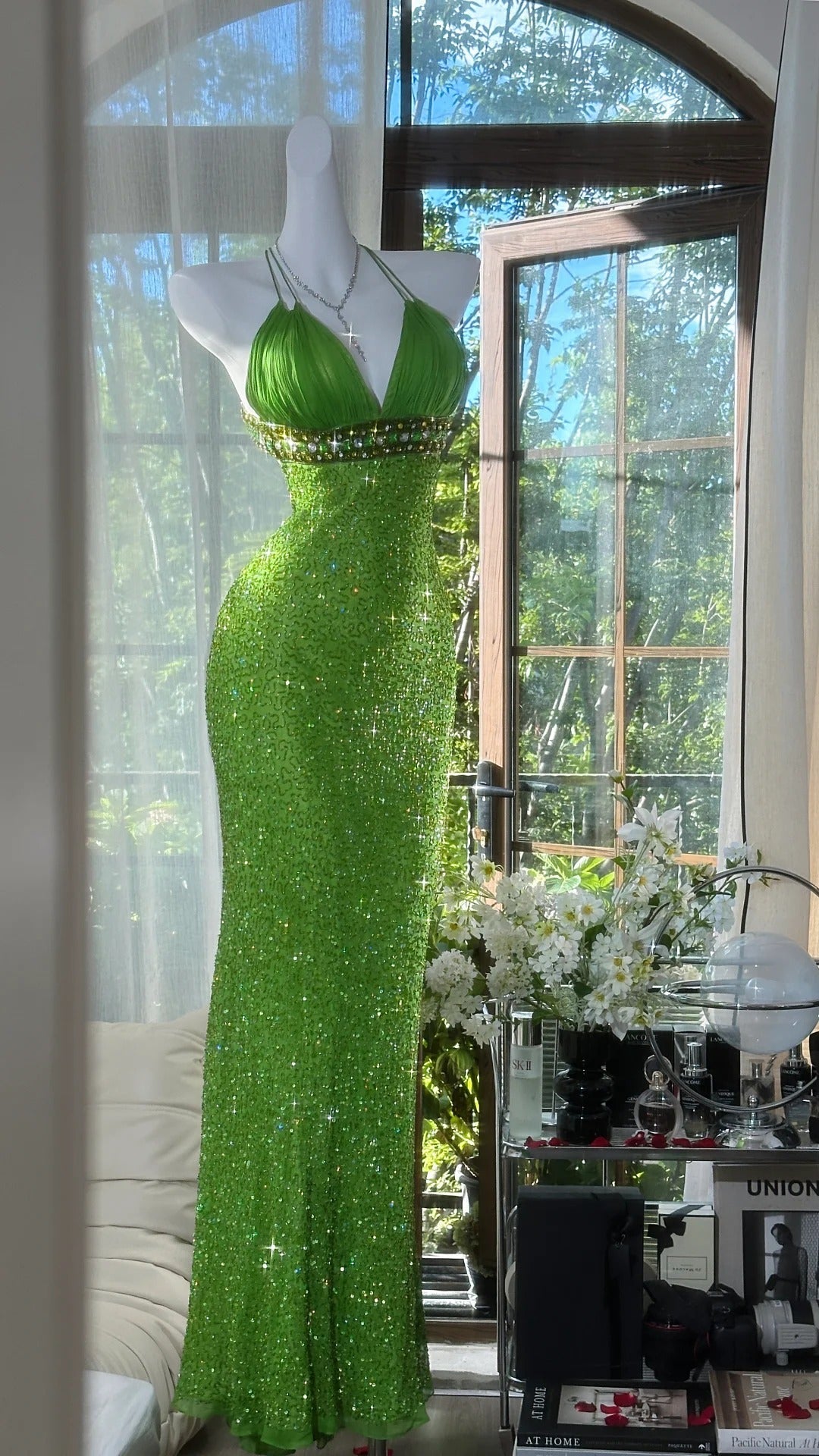 Green shiny exquisite gorgeous long chiffon Prom dress evening dress party dress gh4988