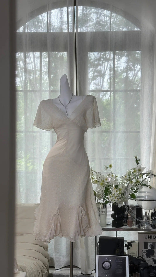 Ivory Elegant Short Homecoming Dress Chiffon Ball Gown Evening Dress Party Dress gh4748