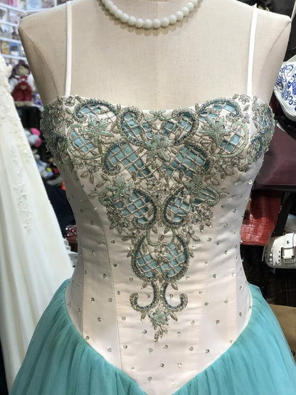 Blue exquisite elegant long tulle evening dress birthday party dress prom dress gh4281