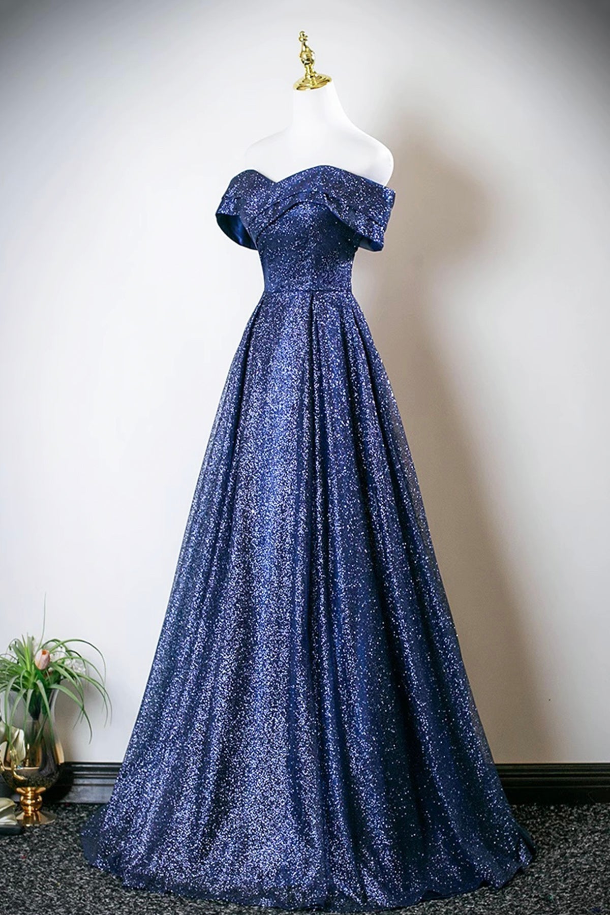 Blue Tulle Long Prom Dress, Blue A-Line Evening Party Dress