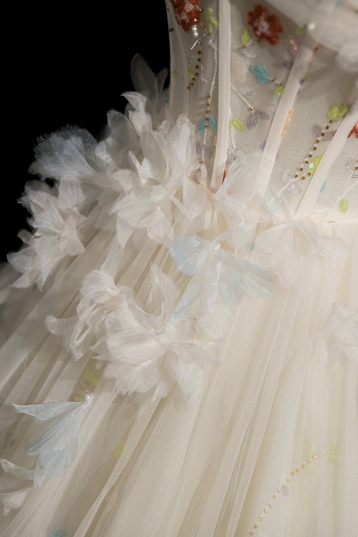 Champagne Tulle Beads Long Prom Dress, Beautiful A-Line Party Dress