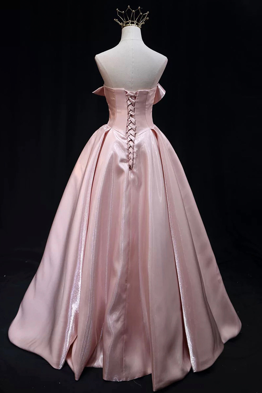 Pink Strapless Satin Long Prom Dress, Beautiful A-Line Evening Party Dress