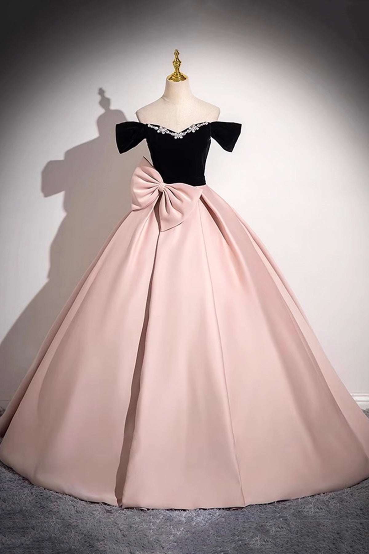 Pink Satin Long Prom Dress, Elegant A-Line Off the Shoulder Party Dress