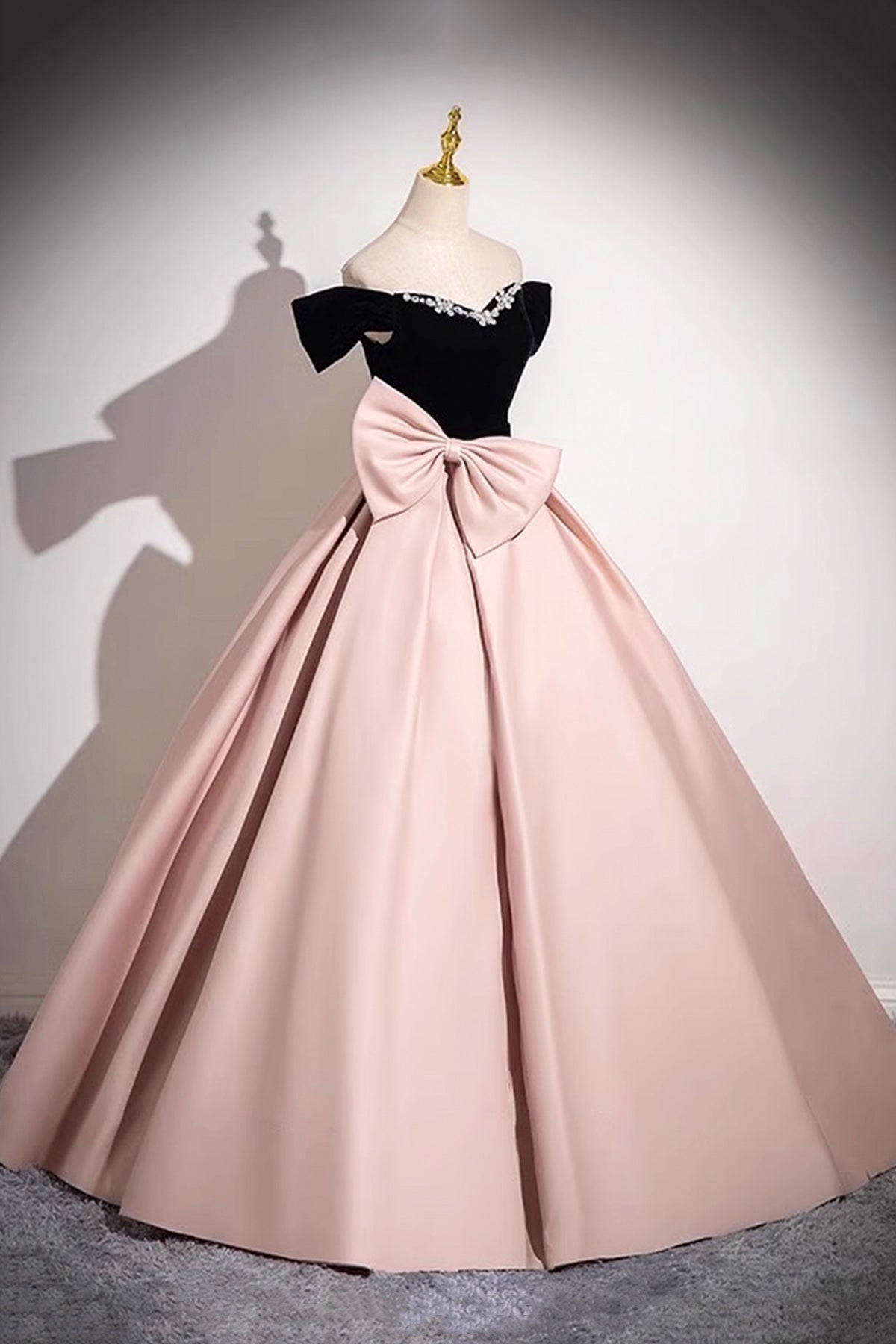 Pink Satin Long Prom Dress, Elegant A-Line Off the Shoulder Party Dress
