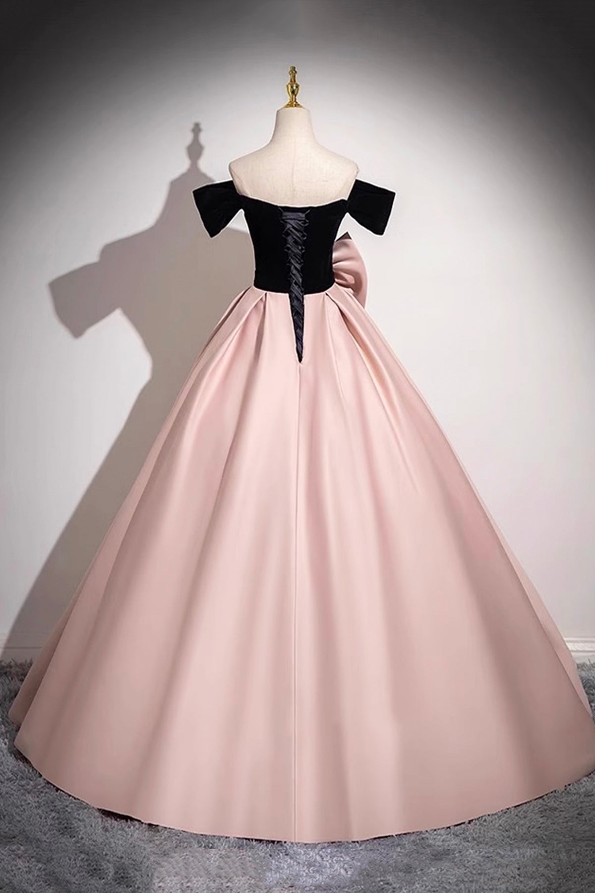 Pink Satin Long Prom Dress, Elegant A-Line Off the Shoulder Party Dress