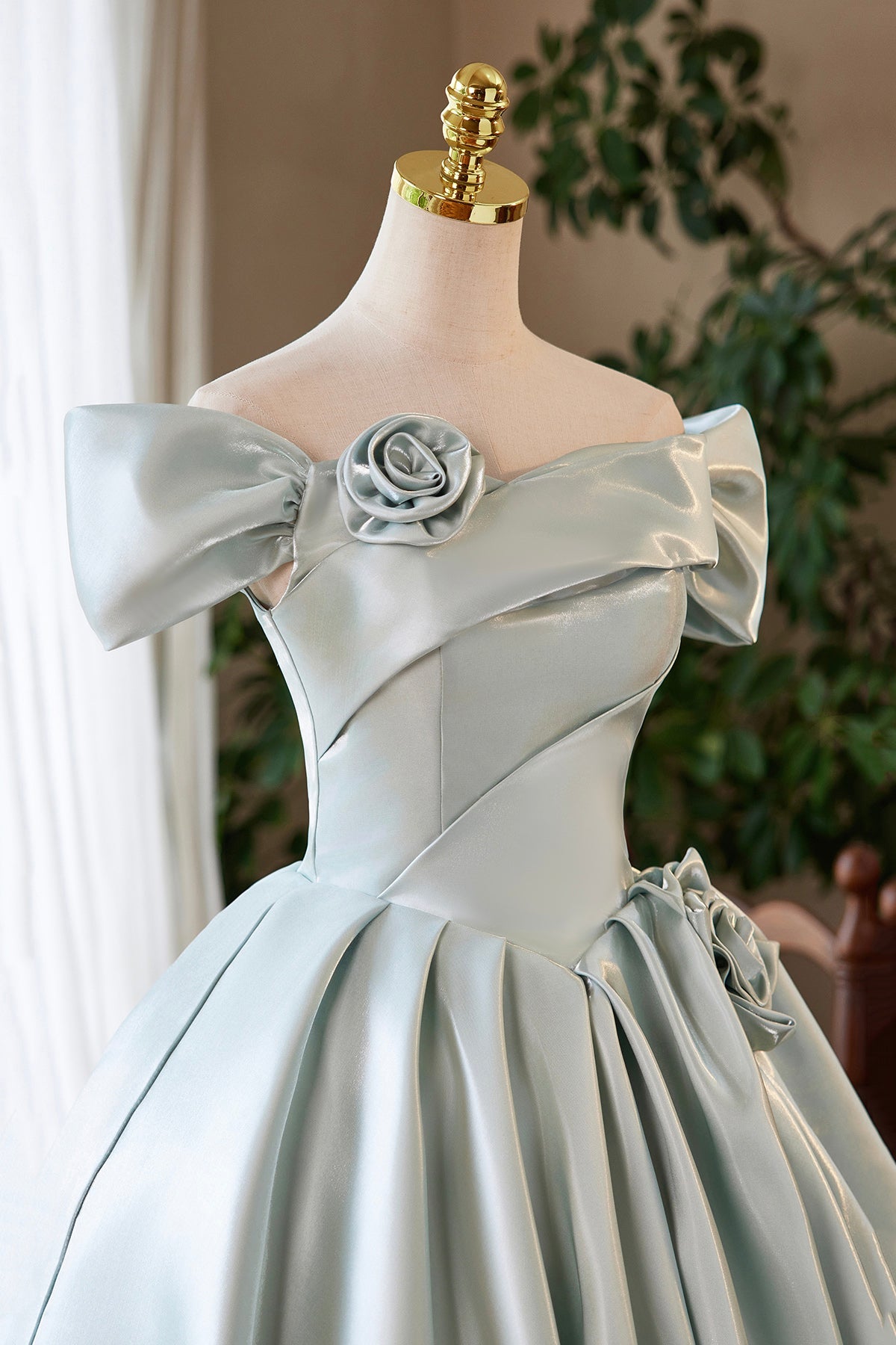 Gray Green Satin Short Prom Dress, Cute A-Line Homecoming Party Dress