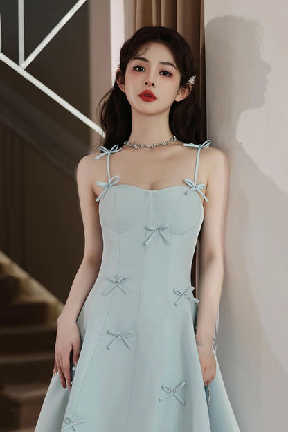 Light Blue Spaghetti Strap Short Prom Dress, Lovely A-Line Evening Party Dress