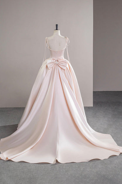 Pink Spaghetti Strap Satin Long Prom Dress, Beautiful A-Line Evening Party Dress