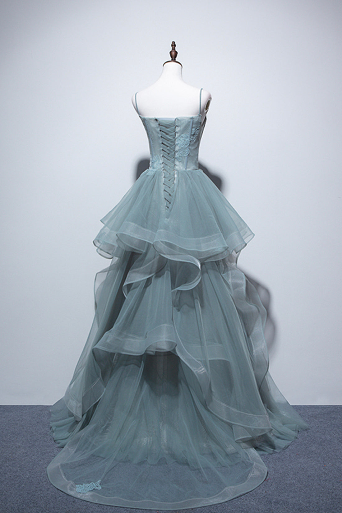 Dusty Green Tulle Lace Floor Length Formal Dress, Beautiful A-Line Evening Party Dress