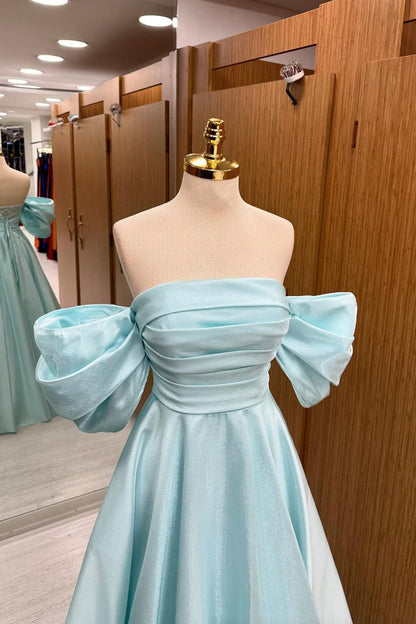 Blue Tulle Floor Length Prom Dress, Beautiful A-Line Formal Evening Dress
